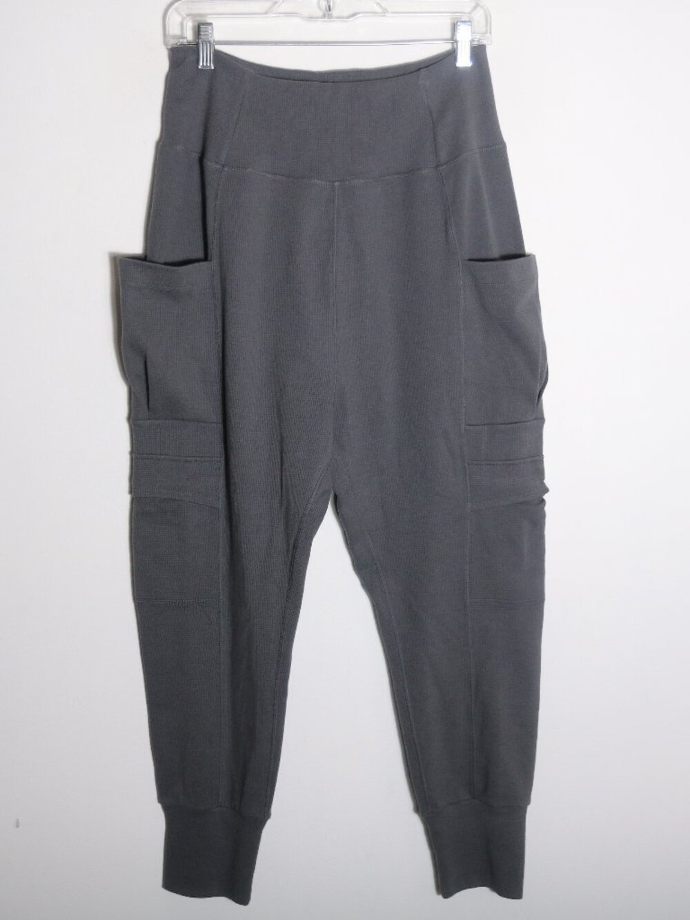 Halara Knit Jogger Pants Gray Slouchy Baggy Pockets Waffle Knit Medium Boho